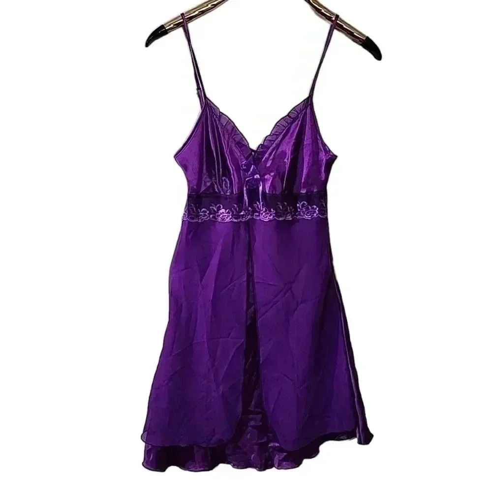 ROYAL Purple Satin Slip dress. Size Medium